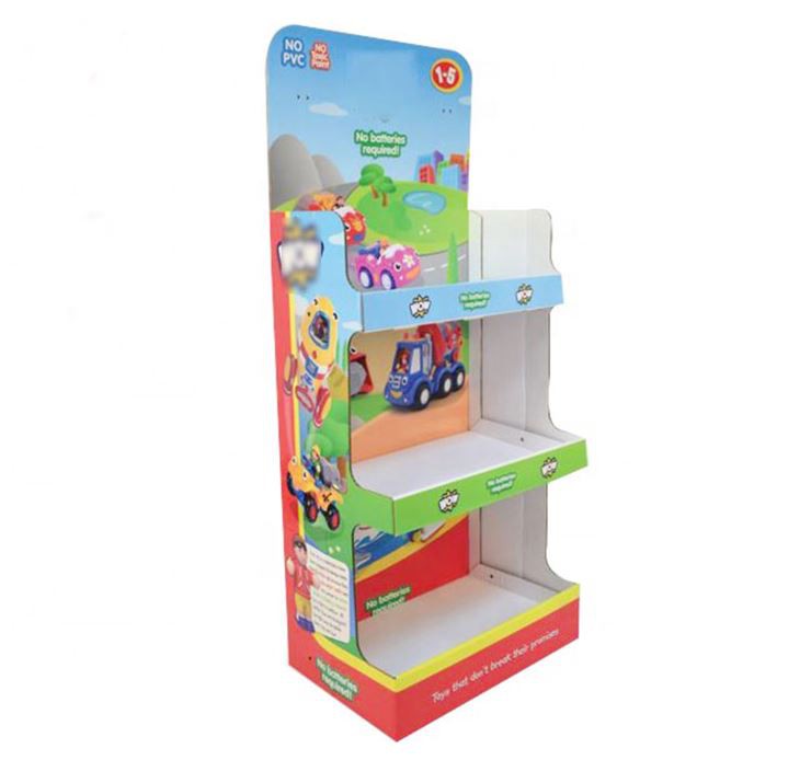 বাচ্চাদের প্লাশ খেলনা / খেলনা গাড়ি কার্ডবোর্ডের প্রদর্শন স্ট্যান্ড র্যাকের জন্য কার্ডবোর্ড প্রদর্শন শোকেস